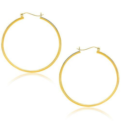 14k Yellow Gold Polished Hoop Earrings (40mm)