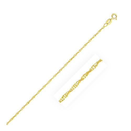 14k Yellow Gold Singapore Anklet 1.5mm, size 10''