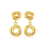 14k Yellow Gold Love Knot Stud Earrings with Drops