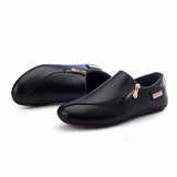 Men Flats Shoes Slip On Casual Comfortable Leather Zipper Loafers Shoes