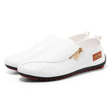 Men Casual Soft Sole Side Zipper Leather Flat Loafers