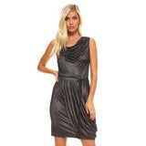 Women's Cowl Neck Dress with Waist Tie