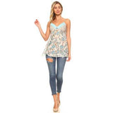 Women's Woven Gauze Sequin Lace Tank Cami