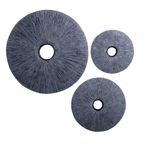 1" x 20" x 20" Gray, Sandstone, Ribbed Round, Middle Hole - Wall Decor