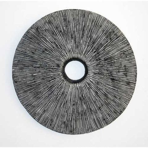 1" x 20" x 20" Gray, Sandstone, Ribbed Round, Middle Hole - Wall Decor