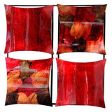 16" X 2" X 16" Copper, Red And Gold Metal 4-Panel Square Wall Decor