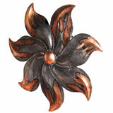 17.25" X 2" X 17.25" Copper And Pewter Metal Small Flower Metal Wall Decor