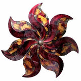 29" X 2" X 29" Burgundy, Copper And Brown Metal Large Flower Wall Dcor