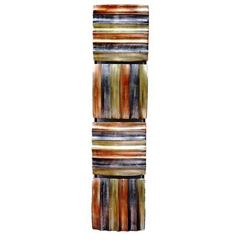8" X 1.5" X 33" Copper Gold And Pewter Metal Vertical Panel Wall Decor