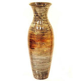 29.5" Tall Distressed Gold Spun Bamboo Floor Vase