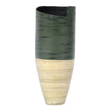 9" X 9" X 20" Distressed Green & Natural Bamboo Bamboo Spun Bamboo Vase