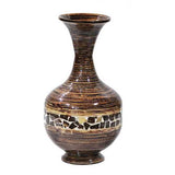 Zoe Distressed Dark Brown with Coconut Shell Spun Bamboo Vase