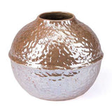 9.1" X 9.1" X 7.5" Small Pearl Yellow Textured Vase