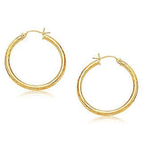 14k Yellow Gold Hoop Earring with Diamond-Cut Finish (30 mm Diameter)