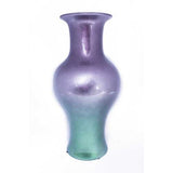 13" X 13" X 18" Purple And Aqua Ceramic Lacquered Ceramic Vase