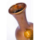 11" X 11" X 25" Orange And White Ceramic Lacquered Ceramic Vase