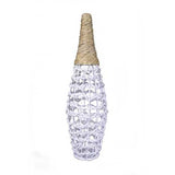 12" X 12" X 38" White And Natural Water Hyacinth Water Hyacinth Woven Floor Vase