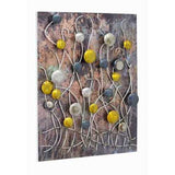 Metallic Multi Color Vertical Wall Panel With 3D Metal Circles And Stems Wall Art