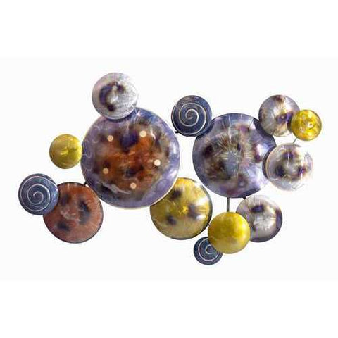 41" X 6" X 26" Metallic Multi Color Metal Floating Circles Wall Dcor