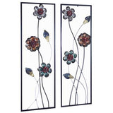 39" X 6" X 15" Metallic Multi-Color Metal Garden S And Blooms Vertical Wall Panel Set