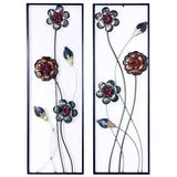 39" X 6" X 15" Metallic Multi-Color Metal Garden S And Blooms Vertical Wall Panel Set