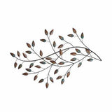 Gold and Teal Blowing Leaves Metal Wall Decor