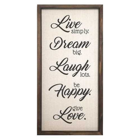 "Live  Dream  Laugh  Happy  Love" Wooden and Metal Wall Decor