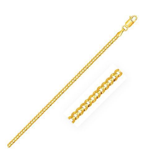2.5mm 14k Yellow Gold Curb Link Anklet, size 10''