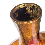 11" X 4" X 12.5" Red Orange and Gold Ceramic Table Vase