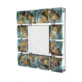 17.5" X 17.5" X 1.75" Blue Metal Glass Hanging Wall Mirror