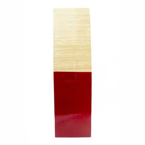 6.75" X 6.75" X 24" Natural Wood Bamboo Vase with Tones