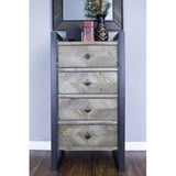 19.75" X 14.75" X 36.75" Brown Metal Wood MDF Metal Accent Cabinet with Drawers