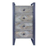 19.75" X 14.75" X 36.75" Brown Metal Wood MDF Metal Accent Cabinet with Drawers