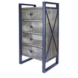 19.75" X 14.75" X 36.75" Brown Metal Wood MDF Metal Accent Cabinet with Drawers