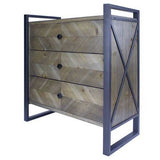 Natural White Metal Wood MDF Accent Cabinet with  Drawers