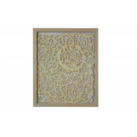 Natural Light Wood and Paper Abstract Design Shadow Box