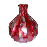 8.75" X 8.75" X 10" Red Ceramic Foiled and Lacquered Gourd Vase