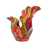 119" X 8" X 15.75" Copper Red Gold Ceramic Foiled and Lacquered Sculpted Vase