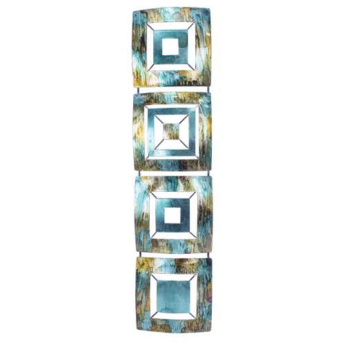 8" X 2.75" X 32.5" Turquoise Copper and Bronze Metal Vertical Panel Wall Decor