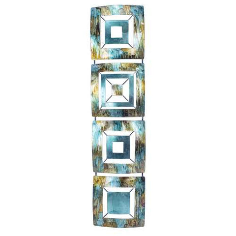 8" X 2.75" X 32.5" Turquoise Copper and Bronze Metal Vertical Panel Wall Decor