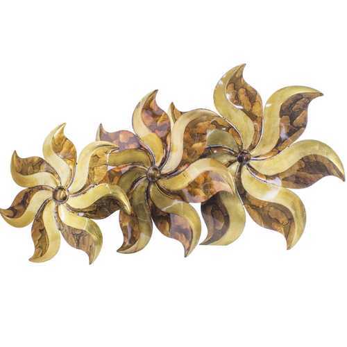 29" X 2" X 29" Gold  Copper  Brown Metal Large Flower Wall Decor