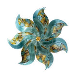 29" X 2" X 29" Turquoise  Copper and Bronze Metal Large Flower Wall Decor