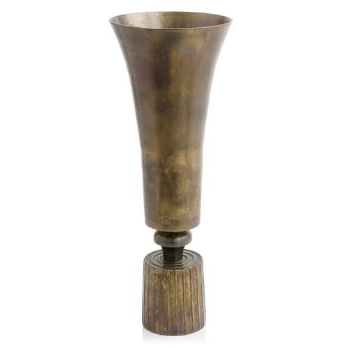 9.5" x 9.5" x 26.5" Regal Large Vintage Brass Vase