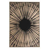 33" x 2" x 48" Black and Gold Pine Wood Sunburst Canvas