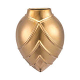 2.8" x 6.1" x 8.1" Matte Gold, Stoneware, Rayas Wall Vase