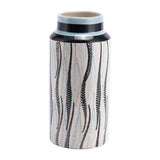 5.5" x 5.5" x 11.4" White & Black, Ceramic, Small Vase