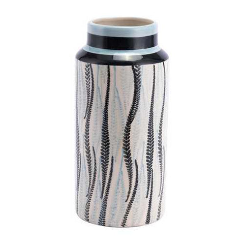 5.5" x 5.5" x 11.4" White & Black, Ceramic, Small Vase