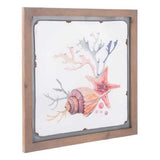 19.7" x 0.8" x 19.7" Multicolor, Fir Wood, Steel & MDF, Sea 1 Wall Decor