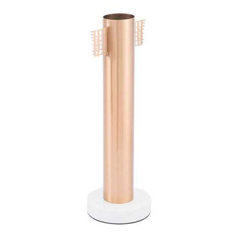 5.9" x 5.3" x 16.7" Gold, Stainless Steel, Iron & Marble, Vase