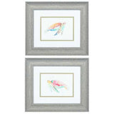 13" X 11" Distressed Wood Toned Frame Sea Turtle (Set of 2)